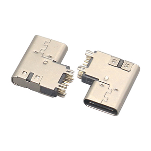 type-c母座 USB3.1母座 14P 侧插式 90度弯针 14.1垫高2.6mm 接扣