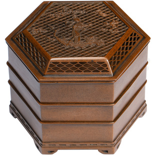 庆松堂苏工铜炉名家胡庆松制六角仕女印香炉紫铜香薰炉拓香打香篆