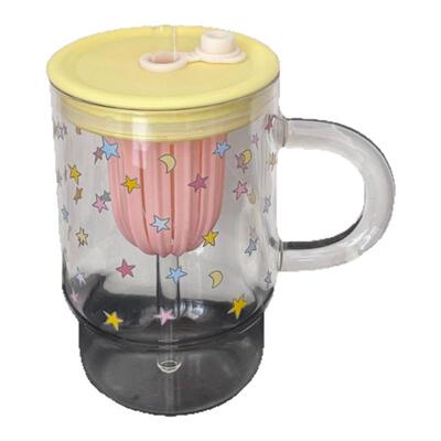 漂亮的玻璃杯子带盖圣诞氛围吸管玻璃杯水杯女生大容量耐高温水壶