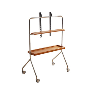 家逸实木可移动电视支架客厅小户型电视柜中古风落地电视机架推车