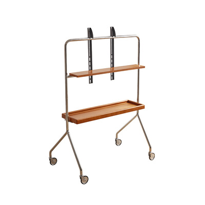 家逸实木可移动电视支架客厅小户型电视柜中古风落地电视机架推车