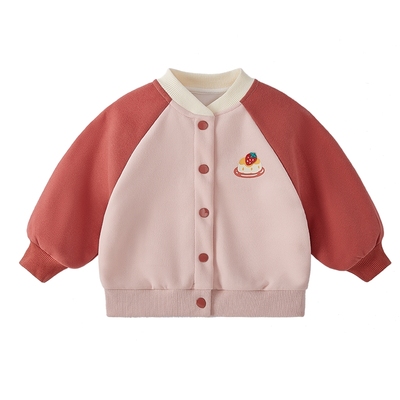 宝宝棒球服外套儿童加绒开衫秋冬小女孩冬季衣服三岁女童冬装新款
