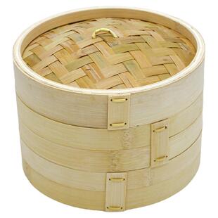 小蒸笼家用竹制蒸屉商用小锅炒锅18cm蒸包子专用竹子盖子早餐店用