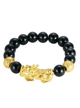 越南沙金貔貅手串情侣款