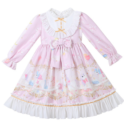 正版洛丽塔女童公主裙加绒儿童洋气甜美生日裙子女大童2025新款