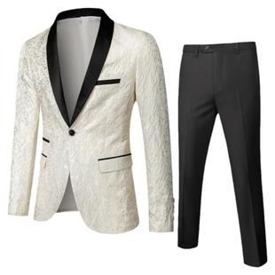 男商务西服套装Men Slim Fit Casual Tuxedo Suit Male Suits Set