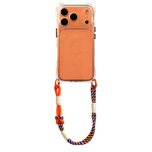 iPhone17PRO纯色透明手机壳适用于苹果16/15PM斜挎背带华为PURA80PRO手腕带挂绳小米17PROMAX软硅胶保护套