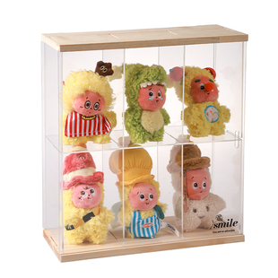 星星人展示盒亚克力挂件收纳盒透明搪胶玩偶防尘盒木质公仔置物架