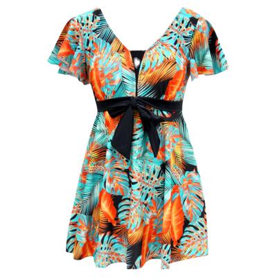 新款加肥加大码女士连体裙式泳衣