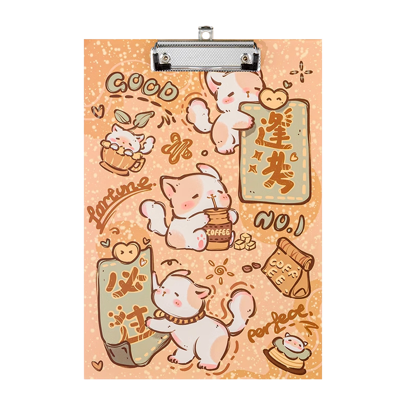 原创猫咪文字板夹a4文件夹夹板小学生专用写字书写垫板学生固定卡通可爱板子资料板试卷夹写字板学习用品