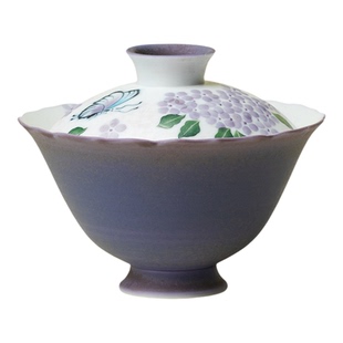 束刻手绘花蝶入梦二才盖碗陶瓷泡茶碗高档家用功夫茶具泡茶沏茶碗