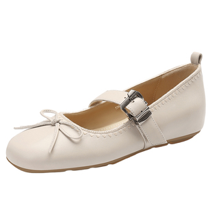 MILLIE'S/妙丽2026新品真皮内增高玛丽珍鞋女芭蕾风一脚蹬单鞋P