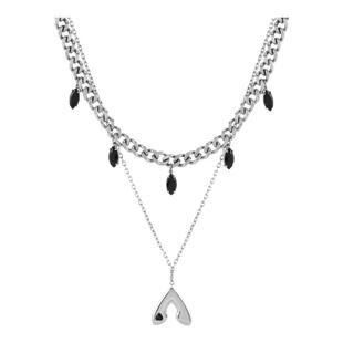 【朱志鑫同款】BLACKHEAD/黑头朋克蛾双层锆石项链个性简约原创