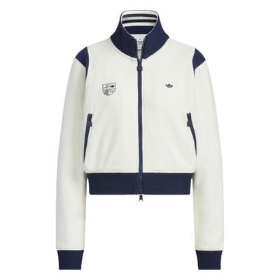 阿迪达斯复古撞色针织立领女夹克