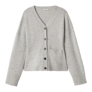 LAFAYETTE148/拉飞逸V领羊毛混纺针织开衫上衣常规款休闲风长袖