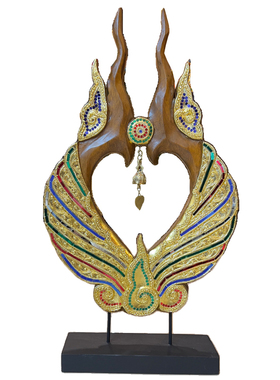 泰国孔雀开屏木雕摆件