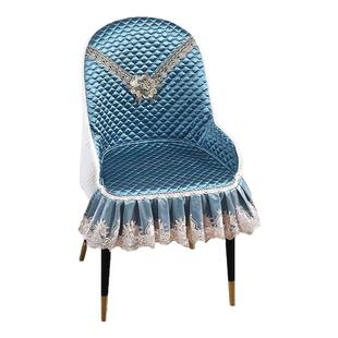 轻奢椅子套全包带扶手雪尼尔餐椅套罩坐垫餐厅凳子套弧形皮椅子套