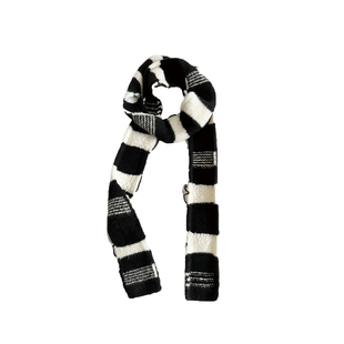 郑佰万 黑白细围巾女秋冬百搭针织复古y2k条纹辣妹装饰小众围脖潮