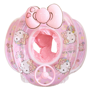 Hellokitty游泳圈正版三丽鸥儿童座圈宝宝婴幼儿方向盘充气坐艇