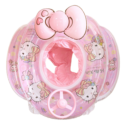 Hellokitty游泳圈正版三丽鸥儿童座圈宝宝婴幼儿方向盘充气坐艇