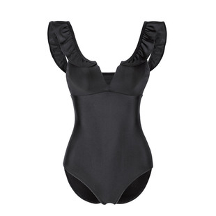 walkingChic泰国黑色连体泳衣女性感遮肚显瘦高级感聚拢温泉泳装