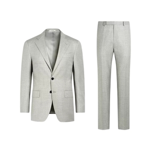 26早春新品SUITSUPPLY浅灰色S150支羊毛合体身型西装套装