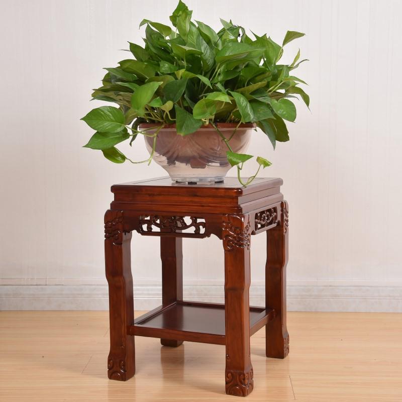 室内实木花架超承重鱼缸架盆景桌置物架石头底座客厅绿萝花盆架子