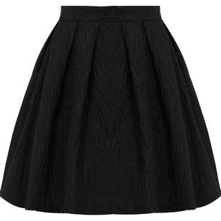 DPLAY女装法式复古黑色高腰A字蓬蓬裙提花半身裙a字半身短裙女