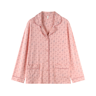 中年妈妈纯棉睡衣上衣单件开衫长袖上装春秋季宽松大码休闲家居服