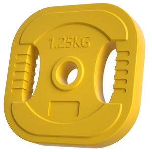 女士1.25kg小孔杠铃片小重量深蹲家用包胶举重臀推彩色手抓哑铃片