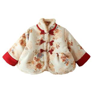 女童中国风夹棉外套秋冬款儿童唐装棉袄宝宝过年喜气拜年衣服汉服