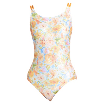 新款苦橙夏花竞速连体泳衣女