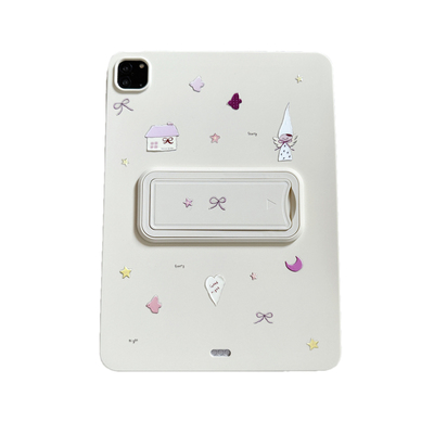 ins韩风长帽小天使乳白色支架适用三星华为2025ipadpro保护套TPU平板Air3467壳第十代小红米Matepad女S软89A1