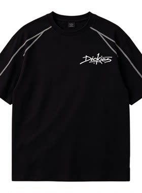 Dickies帝酷适索罗娜短袖T恤男款夏季明线装饰撞色半袖黑色上衣M