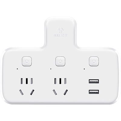 公牛转换插头带USB接口的插座一变二两脚转三插座插排扩展分离器