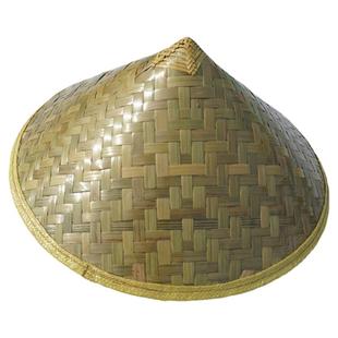 包邮竹编青皮斗笠帽农民户外遮阳防晒大沿草帽舞蹈演出道具可印字