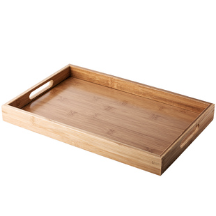 日式竹制水果客厅小托盘长方形家用木质茶杯商用木制茶盘餐具小型