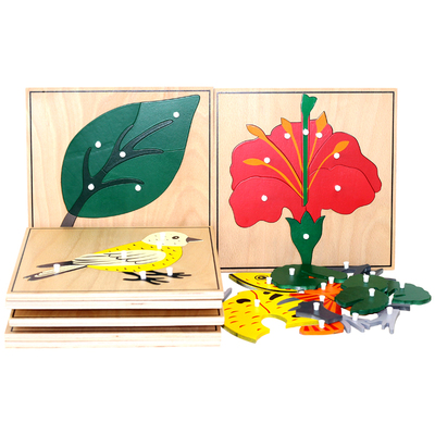 动物拼图植物拼图蒙氏教具手抓板