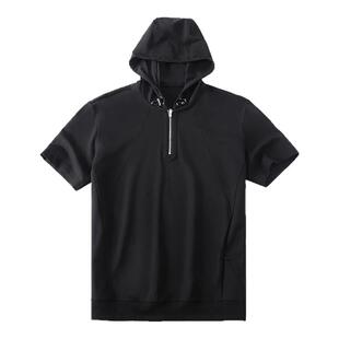 布先生轻奢连帽拉链短袖T恤衫夏季凉感抗皱半袖男士干爽AT12068