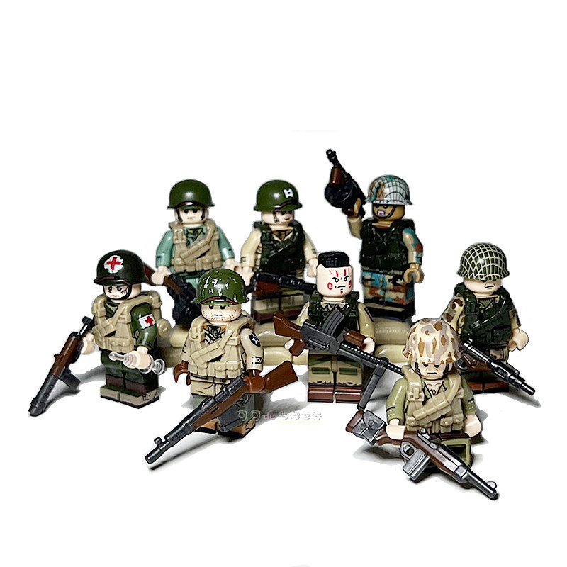 军事人仔兄弟连战争小人积木儿童玩具特种兵美国大兵士兵美军德国