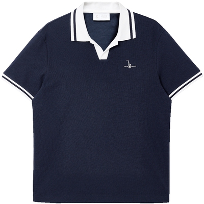 [凉感]杰克琼斯男装春夏季POLO衫上衣撞色海鸥领华夫格半短袖T恤