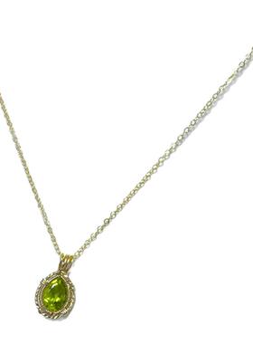 天然橄榄石包金简约项链