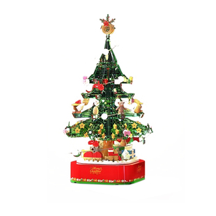 圣诞树积木音乐八音盒拼装拼图送男女生孩玩具圣诞节礼物系列女友