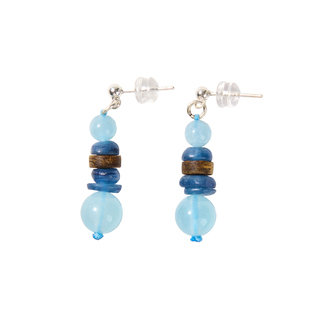 曦光里【秋水明】沟通/清晰/直觉力 海蓝宝蓝晶石沉香耳环耳饰女