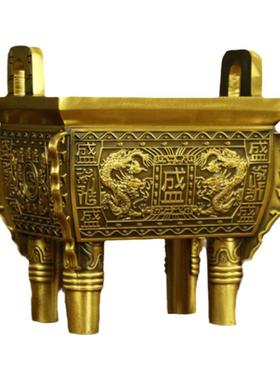纯黄铜盛鼎盛千秋四足方鼎办公室