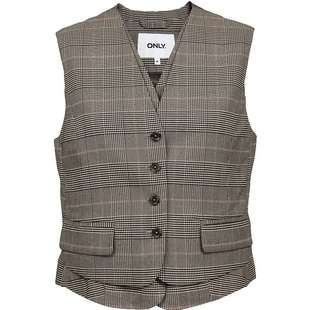 ONLY2025冬季新款层次感假两件可调节腰带V字领口双层西装马甲女