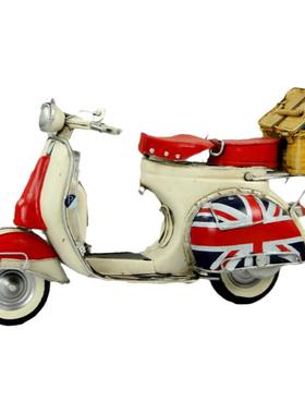 小绵羊仿古风米字旗摩托车模型