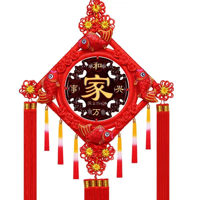 桃木福字中国结挂件客厅装饰