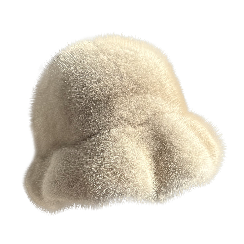 水貂毛帽子貂毛渔夫帽水貂皮草帽冬季时尚保暖盆帽貂皮荷叶边礼帽