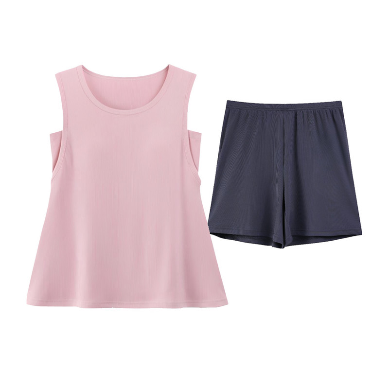 睡衣女款夏季冰丝薄款自带胸垫无睡衣/家居服套装
